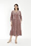 Women's Buttoned Cotton Blend Velvet Dress / Dusty Rose 3852 - 2