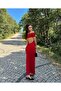 Women's Red Backless Madonna Collar Maxi Dress Yel221540 - 5