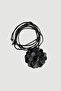 Tie-On Faux Leather Rose Belt - Black - 2