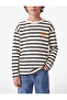 Printed Crew Neck Long Sleeve Striped T-Shirt - 2