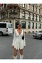 Women's White Flounce Back Detailed Shorts Mini Dress Yel0045 - 3