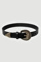 Buckle Embellished Faux Leather Belt - Black
