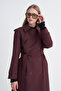 Wide Collar Belted Plum Trench Coat 13820 - 5