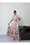 Women's Ecru Pera Linen Floral Patterned Belted Maxi Shirt Dress Jen2668 - 2
