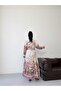 Women's Ecru Pera Linen Floral Patterned Belted Maxi Shirt Dress Jen2668 - 4