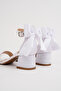 Girl's White Mini Heeled Tekband Sandals with Bow - 2
