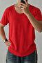 Men's Wide Collar Oval Hem 100% Cotton Single Jersey Fabric Short Sleeve Basic T-Shirt