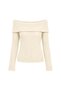 1040 Women's Madonna Collar Ribbed Long Sleeve Knitwear Sweater Cream - 2