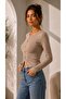 Women's Mink Metal Button Detailed Long Sleeve Viscose Elastane Fabric Cardigan Blouse