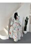 Women's Ecru Pera Linen Fabric Guipure Detailed Floral Patterned Maxi Dress Jen2689 - 4