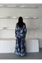 Women's Navy Blue Chokella Fabric Floral Patterned Shirt Trousers Set Jen2692 - 5