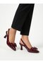 Women's Burgundy Patent Leather Bowtie 7cm Heeled Shoes Nk3214 - 2