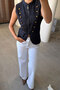 Premium High Collar Zippered Jean Vest - Dark Navy Blue - 5