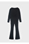 Ribbed Knitwear Girls' Top and Bottom Set 7530