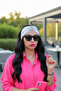 White and Black Patterned Cross-Tied Lycra Hair Band - 2