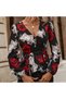 Women's Black Floral Wrap Blouse