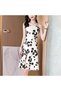 Women's White Black Floral Spaghetti straps Midi Dress - 4