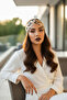 Beige Patterned Cross-Tied Lycra Headband - 5