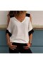 Women's White V-Neck Blouse - 3