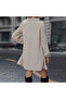 Women's Khaki Geometric pattern Long sleeve Dress - 5