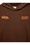 Long Sleeve Three Thread Hooded Printed Sweatshirt with Kangaroo Pocket Detail - 3