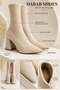 Rachel Women's Beige Pointed Toe Diver Stretch 7 cm Thick Heeled Sock Boots Bootie - 5