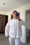 New Season Hakim Collar 100% Cotton Shirt - Ecru
