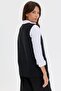 Women's V-Neck Knitted Rose Embroidered Wool Short Vest Black - 3