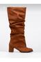 Pusi Taba Suede Bellows-Heeled over the Knee Boots - 4
