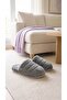 Women's Gray Closed 3-Stripe House Slippers 3 cm Byndkap3C - 8
