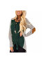 Women's Green Striped Round Neck Blouse