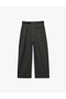Regular Waist Barrel Cut Belted Pleated Wide Leg Fabric Trousers with Pockets - 6