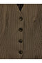 Slim Fit V-Neck Buttoned Striped Blazer Vest - 3
