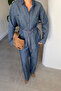 Premium Rivet Detail Tencel Suit - Blue - 3
