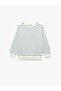 Long Sleeve Crew Neck Striped Sweatshirt - 4