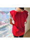 Women's Red Scoop Neck Blouse - 3