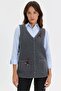 Women's V-Neck Knitted Rose Embroidered Wool Short Vest Smoked - 3