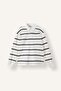 100% Cotton Relax Fit Striped Polo Collar Long Sleeve Sweatshirt H5038Ax26Au