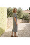 Women's Striped Round neck Short sleeve Midi Dress - 4