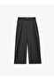 Regular Waist Barrel Cut Belted Pleated Wide Leg Fabric Trousers with Pockets - 5