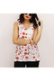 Women's Red Floral Round Neck Blouse