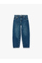 Relaxed Fit Cotton Barrel Denim Trousers with Pockets - 5