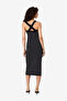 Women's Blk Sum Wht Bodycon Halter Cross Back Midi Dress - 4