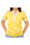 Women's Yellow V-Neck Short Sleeve T-Shirt - 7