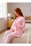 New Season Pink Quilted Shawl Collar Lace Detailed Special Design Long Sleeve 100% Cotton Maternity Pajama Set - 5