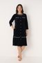 Women's Cotton Buttoned Velvet Dress / Navy Blue 3977