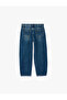 Relaxed Fit Cotton Barrel Denim Trousers with Pockets - 6