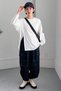 Women's Oversized Crew Neck Long Sleeve 100% Cotton Single Jersey T-Shirt with Side Slits - 2