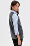 Women's V-Neck Knitted Rose Embroidered Wool Short Vest Smoked - 4