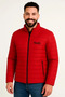 Men's Micro Water Repellent Quilted B Printed Lined Zippered Bomber Jacket - Red - 3
